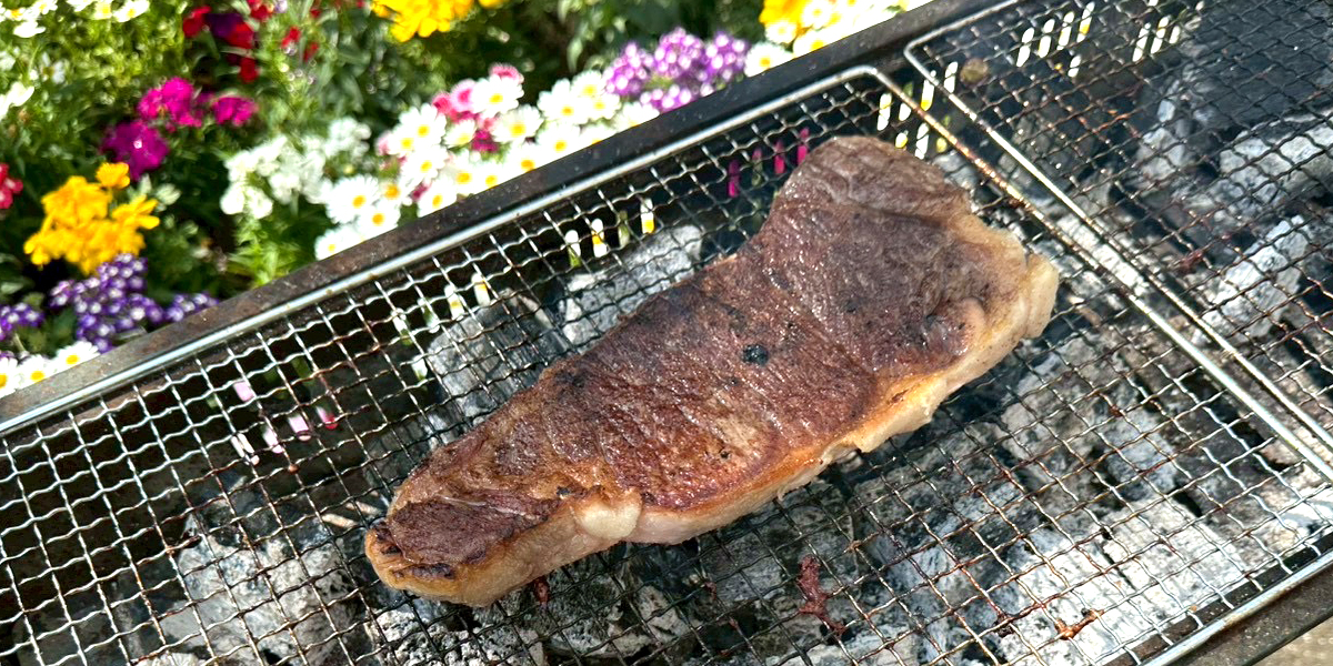 令和８年（2026年）3月28日は岩本町三丁目町会のお花見（町会では「観桜会」と呼んでいます）はちょっと贅沢。観桜会では岩本町三丁目町会青年部が町会のみなさんをもてなします。BBQもその一つ。ちょっと豪華なステーキも食べごろです。